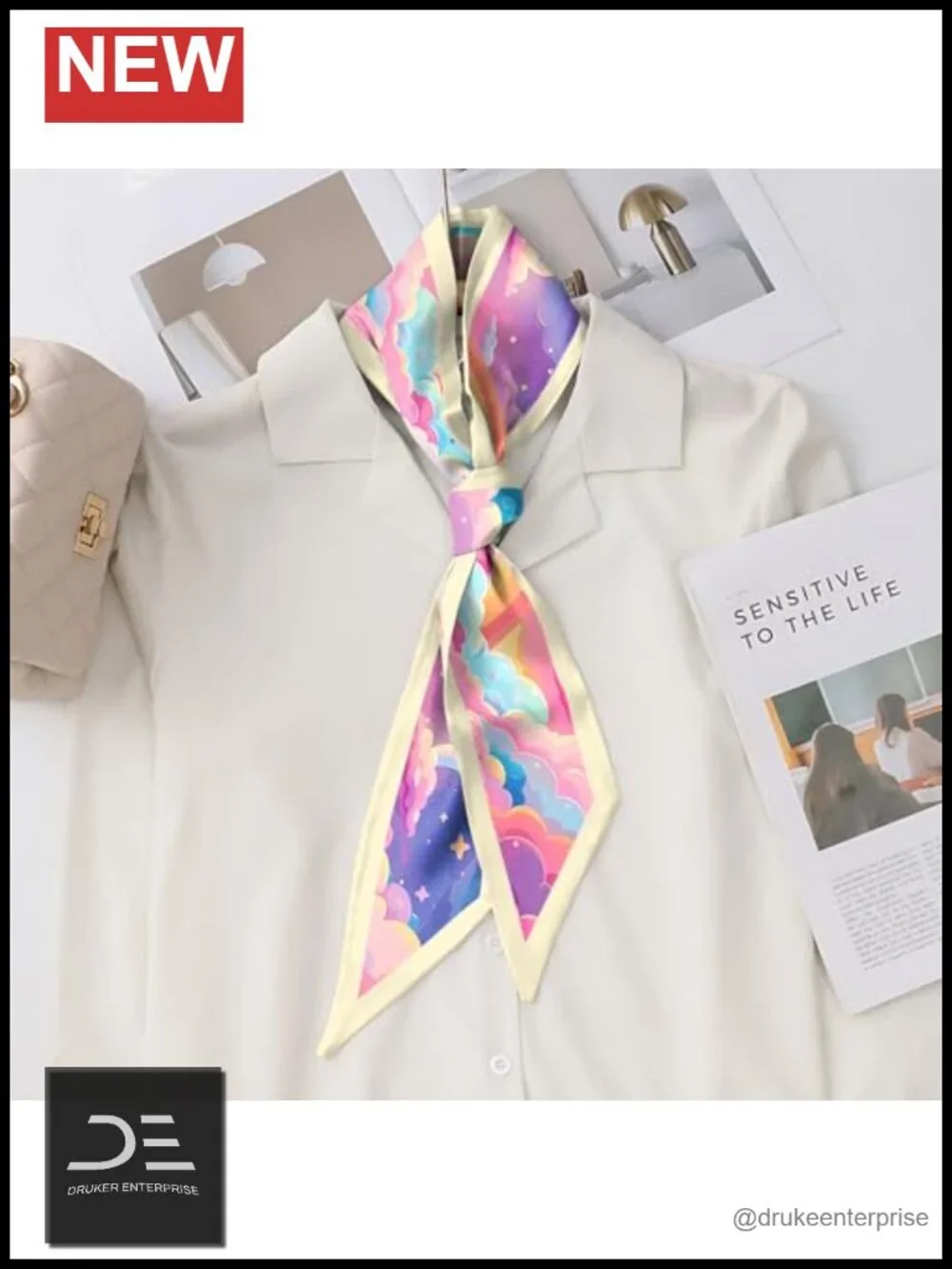 Silk Feeling Satin Fashion Scarf Multipurpose Hair Neck Handbag Accessory